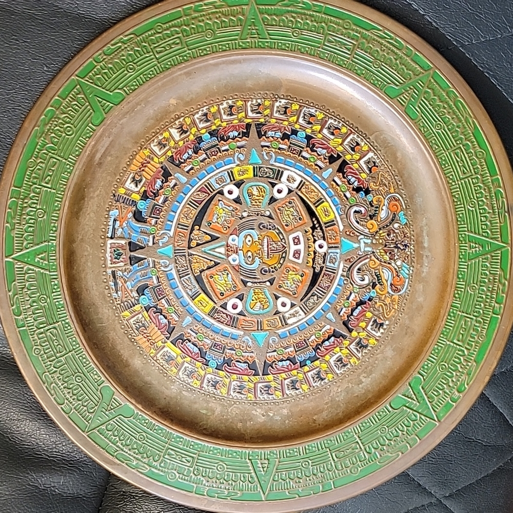 Vintage copper painted ART DECO, " CUAUHXICALLI " Painted